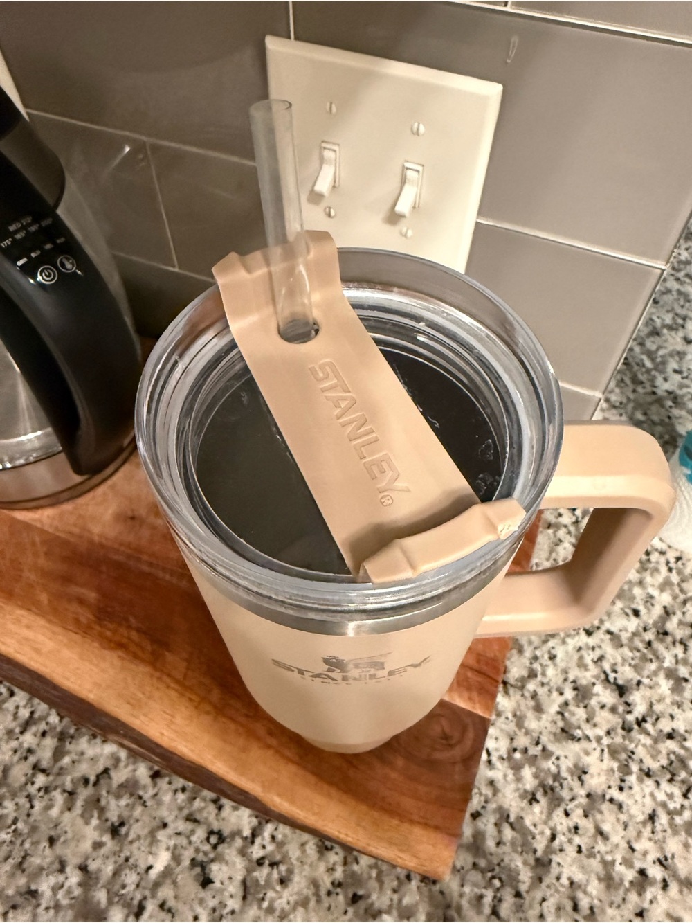 Stanley Beige Travel Tumbler with Handle and Straw Lid - Picture 2 of 3